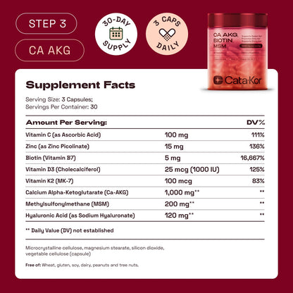 Cata-Kor Cellular Power Trio - NAD Advanced 500 mg, NMN 1000 mg, CA AKG 1000 mg - Resveratrol, TMG, MSM