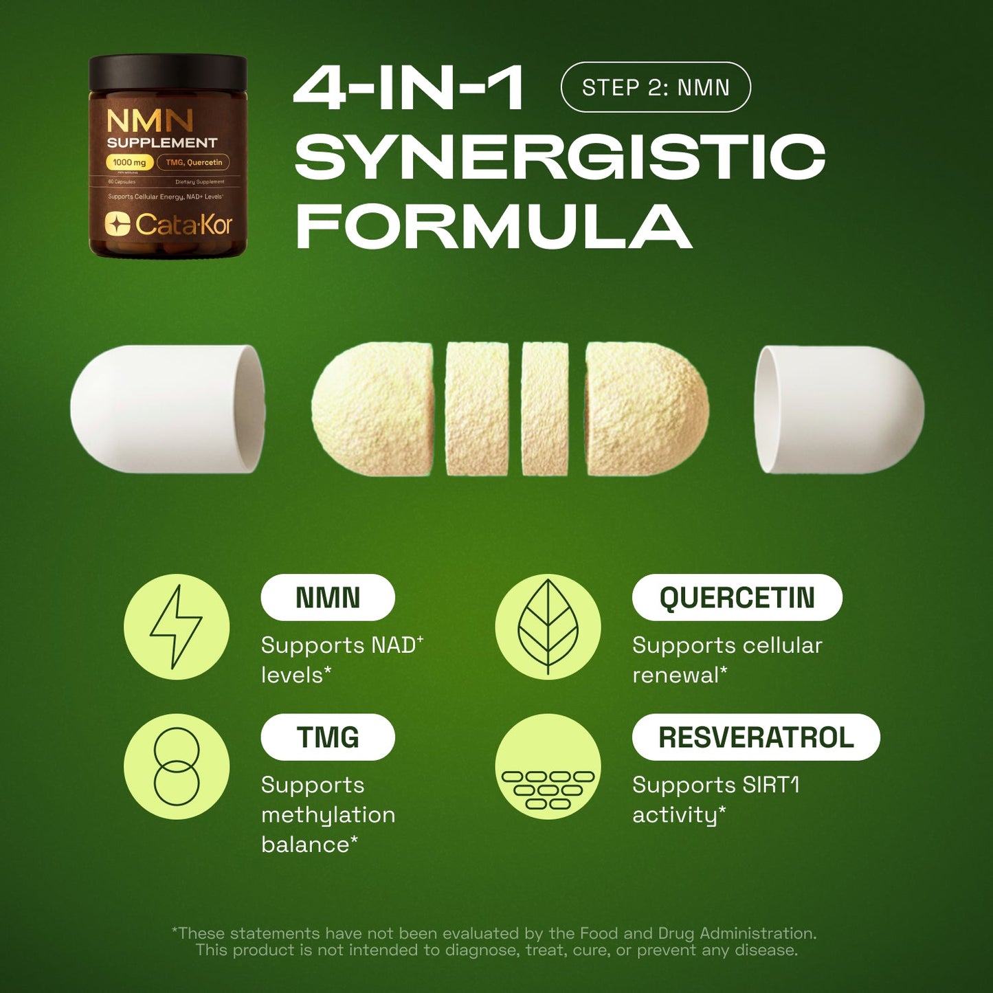 CEO's Bundle - Cata-Kor Liposomal Glutathione 500 mg, NMN 1000 mg, NAD+ Advanced 500 mg, CA AKG 1000 mg, Biotin, MSM, TMG, Hyaluronic Acid