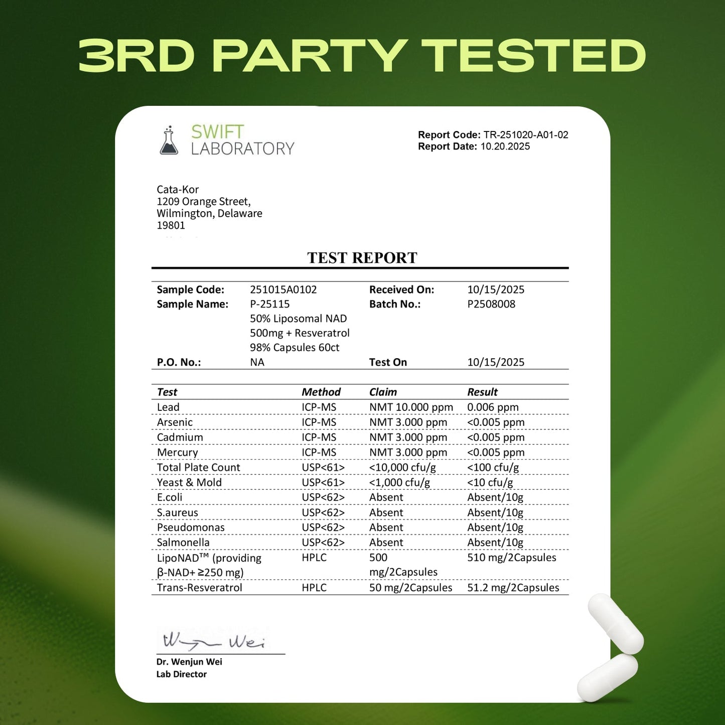 Cata-Kor NAD+ Advanced - NAD Supplement with Resveratrol