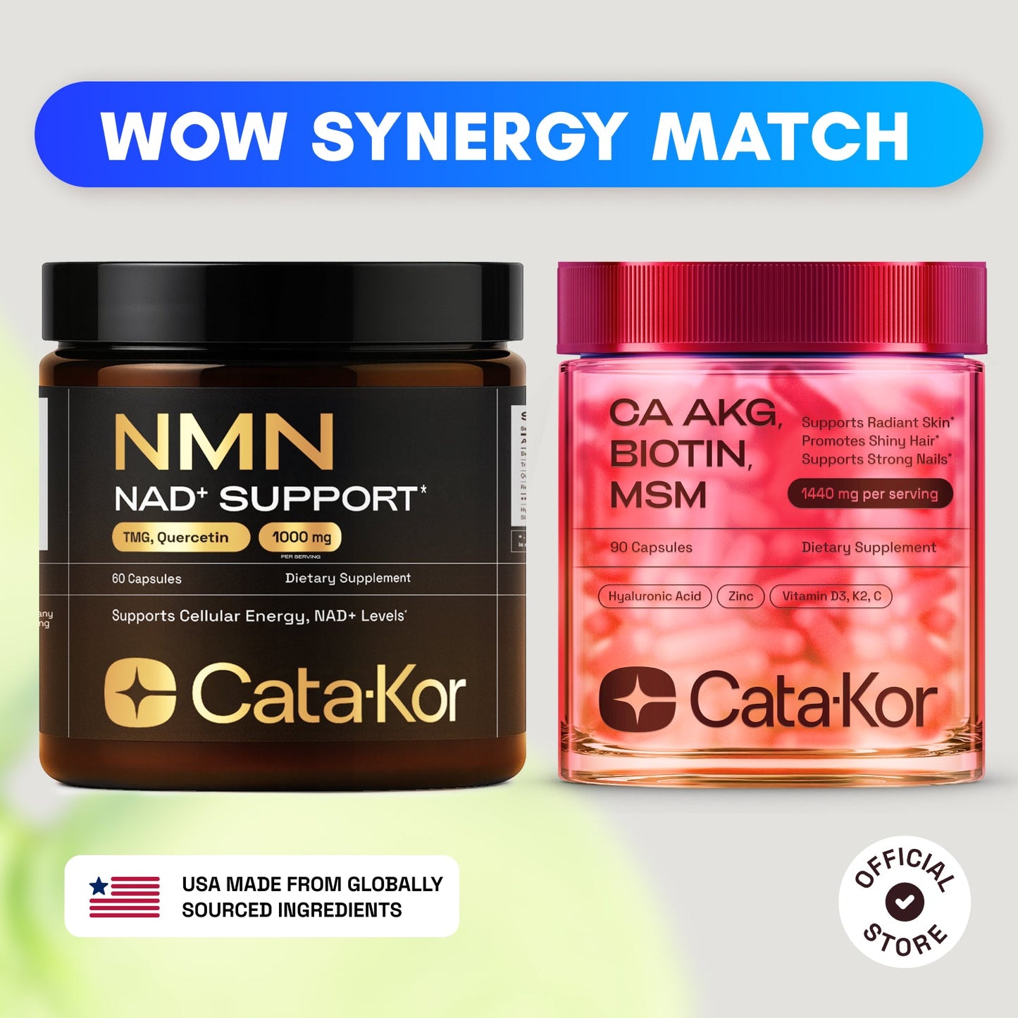 Cata-Kor NMN Longevity Support & Beauty Blend (CA AKG, Hyaluronic Acid & Biotin)